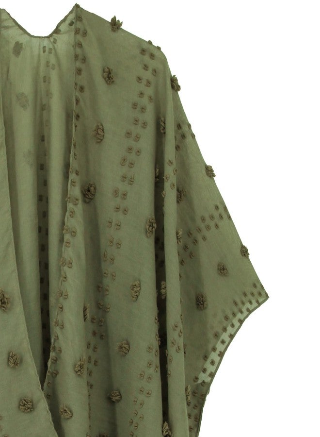 Moss Rose Women's Beach Cover up Swimsuit Kimono Cardigan with Bohemian Floral Print Green - Image 4